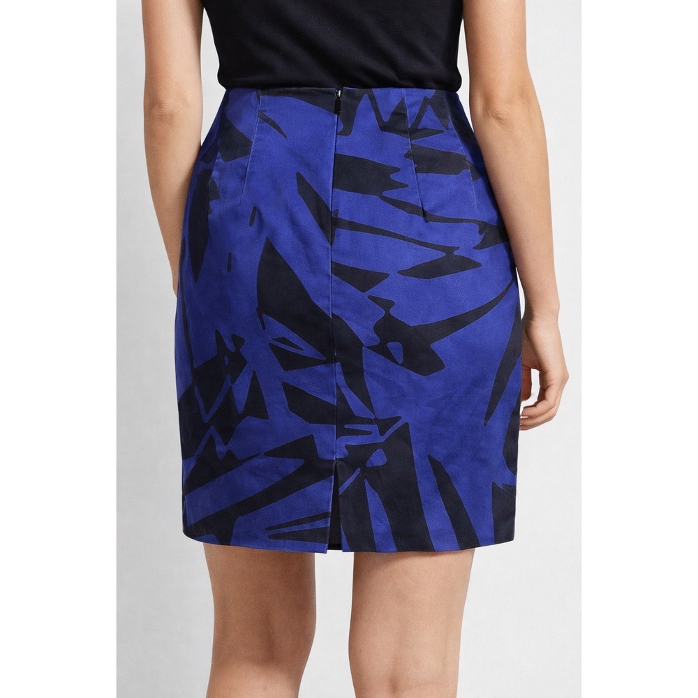 Express Design Studio Blue Black Abstract Palm Print Pencil Mini‎ Skirt Size 4